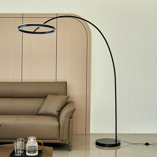 Stojacie Lampa Lucande, Yekta, stmievateľné, Čierna, Obývacia izba, Kov, Dizajnový