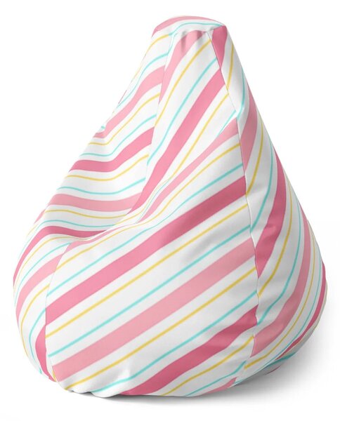 Sablio Sedací vak Pear Štvorfarebné pruhy - 70 x 95 x 15 cm