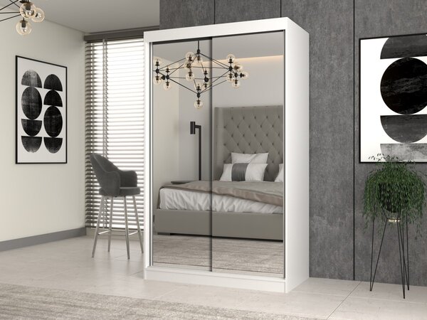 TP Living Šatníková skriňa s 2 zrkadlami IGA 120 cm biela