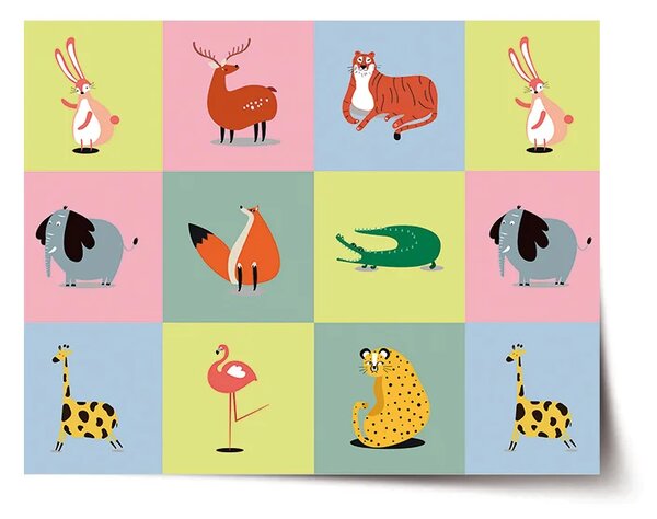 Sablio Plagát Zvieratká zo Zoo - 60x40 cm