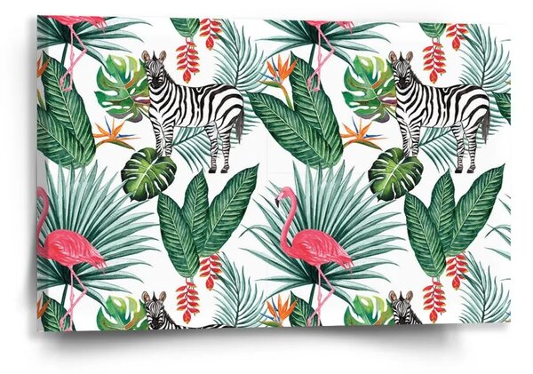 Sablio Obraz Zebra a Plameniak - 60x40 cm
