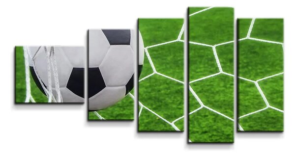Sablio Obraz - 5-dílný Futbalová lopta v bráne - 100x60 cm