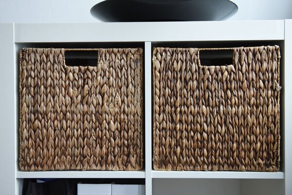Sada policových boxov NEW ASIA, 2-set, vodný hyacint, 32x32x32 cm, hnedá