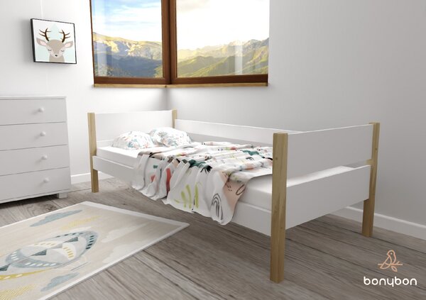 Posteľ 200x90 Lenart - biela/borovica