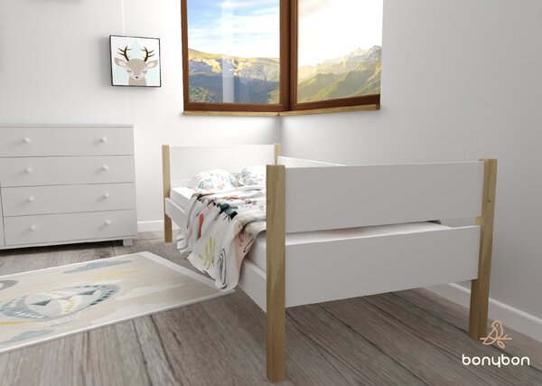 Posteľ 200x90 Lenart - biela/borovica