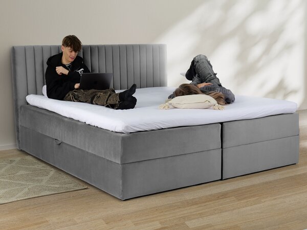 Čalúnená boxspring posteľ Lamella - sivá Rozmer: 140x200