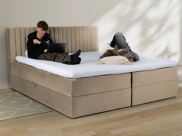 Čalúnená boxspring posteľ Lamella - béžová Rozmer: 160x200