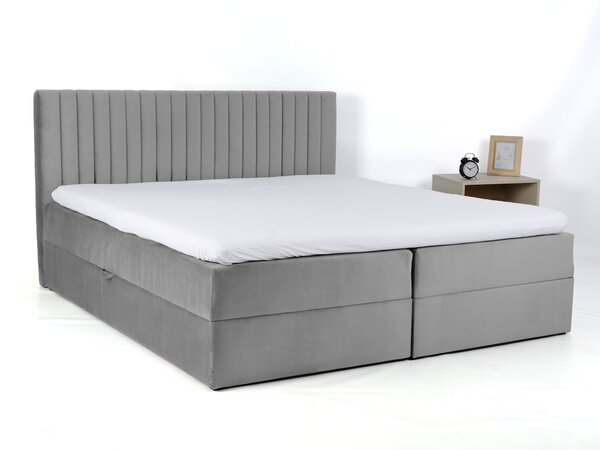 Čalúnená boxspring posteľ Lamella - sivá Rozmer: 140x200