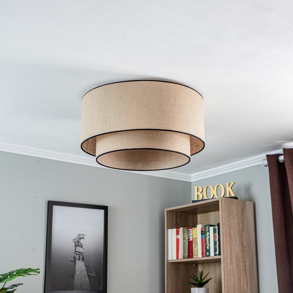 Stropné Lampa Euluna, Boho jute & black, stmievateľné, Hnedá / Hrdzavá, Obývacia izba, Tkanina / Textil, Boho