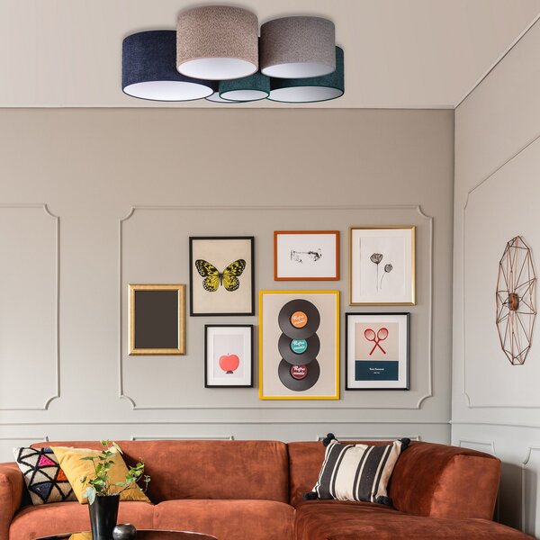 Stropné Lampa Euluna, Boucle, stmievateľné, Obývacia izba, Tkanina / Textil