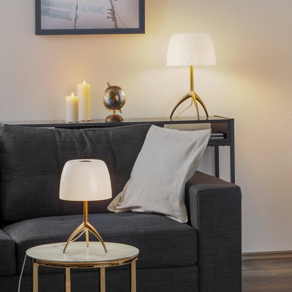 Stolové Lampa Foscarini, Lumiere, stmievateľné, Biela, Obývacia izba, Sklo, Dizajnový