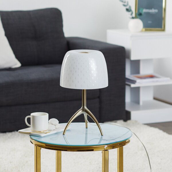 Stolové Lampa Foscarini, Lumiere, stmievateľné, Biela, Obývacia izba, Sklo, Dizajnový