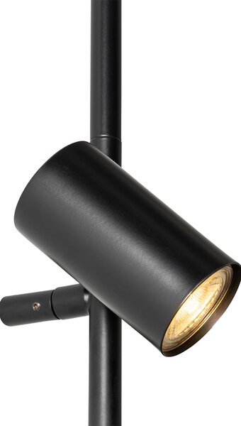 Nástenná lampa čierna s nožným spínačom 3-svetlá - Jeana Luxe