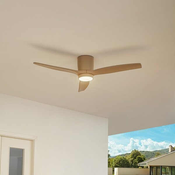 Sorin LED Vonkajší stropný ventilátor Béžová - Lucande Lucande, Sorin, Béžová, Obývacia izba, Kov, Moderný