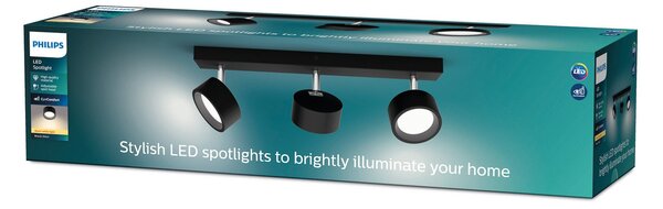 Stropné Lampa Philips, Bracia, Čierna, Obývacia izba, Kov, Moderný