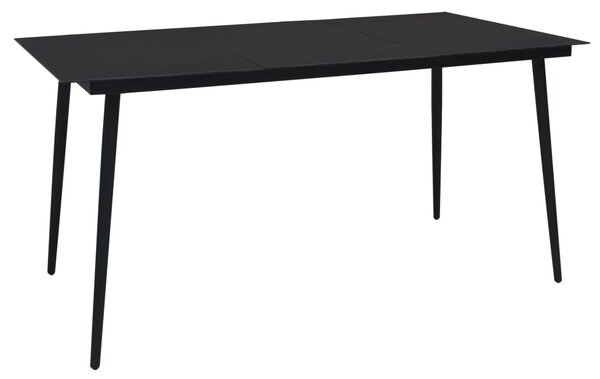 Záhradný jedálenský stôl čierny 150x80x74 cm oceľ a sklo