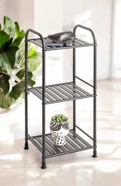 REGÁL, antracitová, oceľ, 33/75/28 cm - Online Only drobný nábytok, Online Only