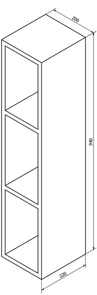 Sapho Sapho, ESPACE otvorená policová skrinka 20x94x22cm,biela (ESP130), ESC130-3030
