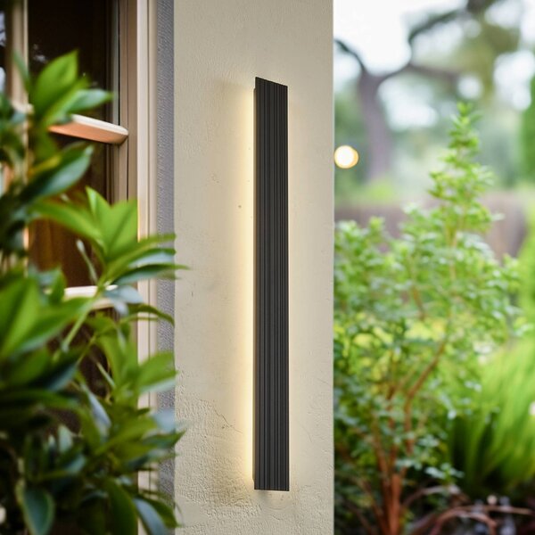 Lucande LED vonkajšie nástenné svietidlo Melira, výška 100 cm, antracit, Čierna, Hliník, Moderný, Nástenné svietidlo