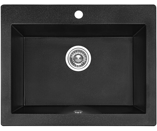 Laveo Komodo, 1-komorový granitový drez 586x490x221 mm, čierna škvrnitá, LAV-SBK_710A