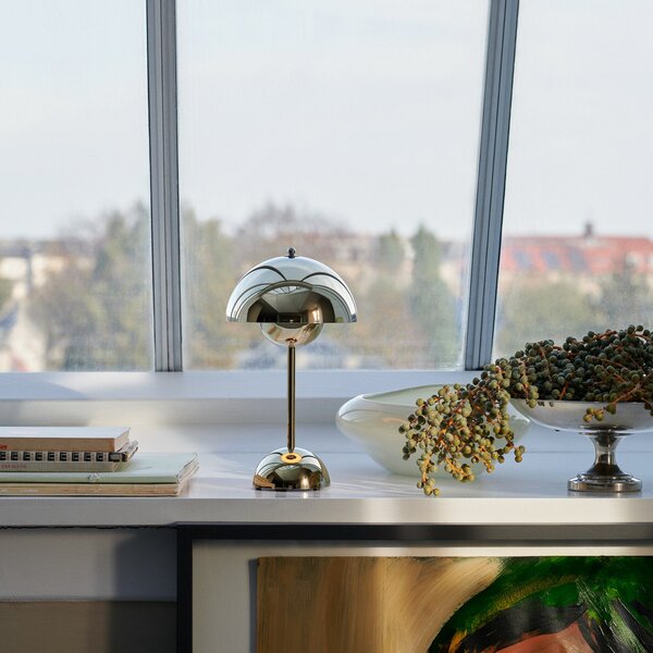 Stolové Lampa &Tradition, Flowerpot VP9, stmievateľné, Metalická, Obývacia izba, Plast, Dizajnový