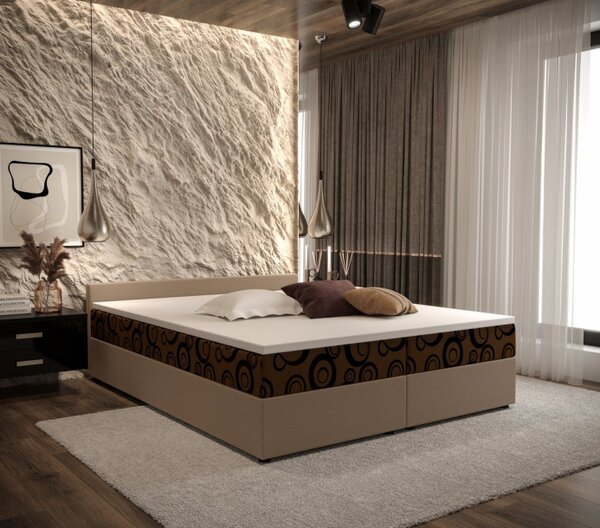 Čalúnená manželská posteľ JURAJ - 140x200, béžová