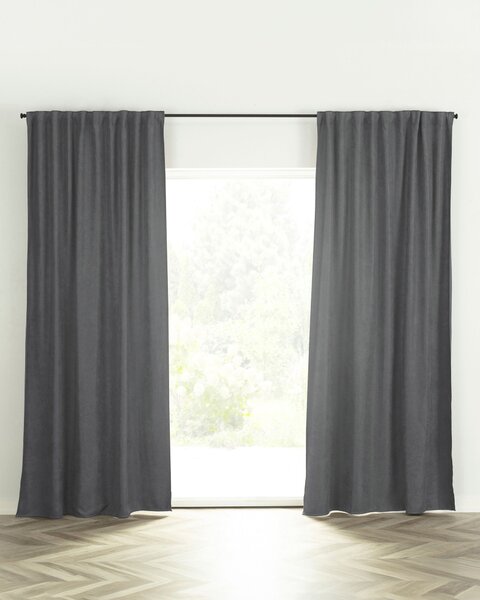 Záves BASIC s navliekacou riasiacou páskou 140x260 cm tmavosivy šenil 1 ks