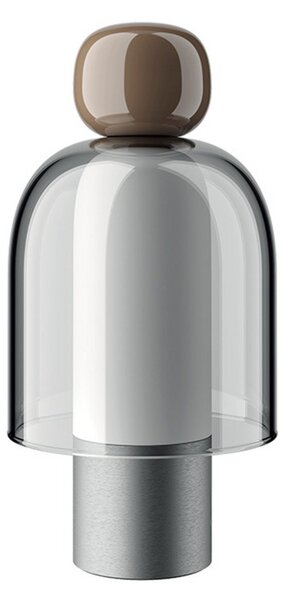 Stolová lampa Easy Peasy ToGo, hnedá/hliník, 24 cm