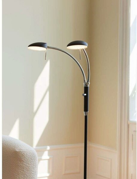 Stojacie Lampa Halo Design, stmievateľné, Čierna, Obývacia izba, Kov