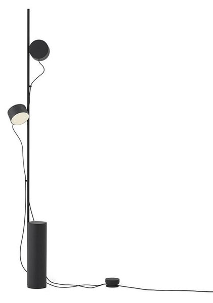 Stojacie Lampa Muuto, stmievateľné, Čierna, Obývacia izba, Kov
