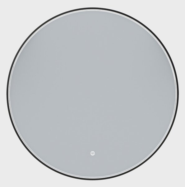 Erga Charlotte, okrúhle LED zrkadlo 80cm, čierny kovový rám, 1840 lm, 6500K, predné bočné osvetlenie, ERG-V01-204-8080-BK