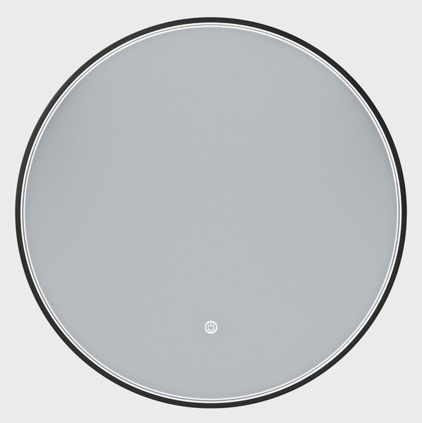 Erga Charlotte, okrúhle LED zrkadlo 60cm, čierny kovový rám, 1380 lm, 6500K, predné bočné osvetlenie, ERG-V01-204-6060-BK