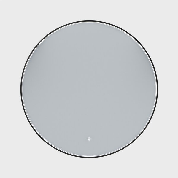 Erga Charlotte, okrúhle LED zrkadlo 90cm, čierny kovový rám, 2070 lm, 6500K, predné bočné osvetlenie, ERG-V01-204-9090-BK