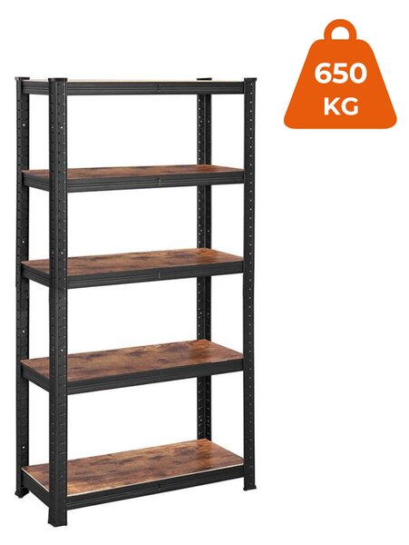Policový regál DUSTY,5 políc, max 650kg, čierna/hnedá SongmicsHome