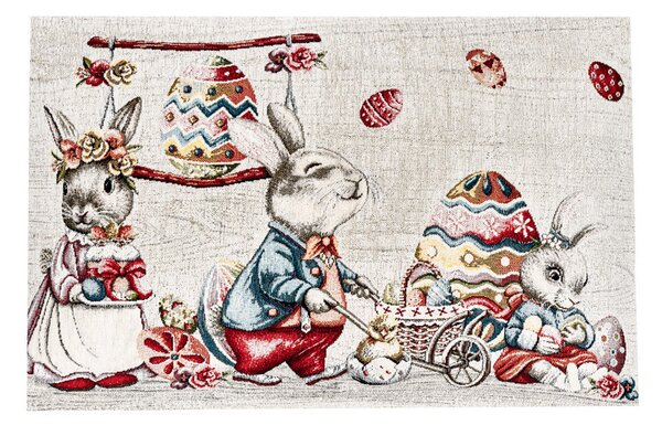 Veľkonočný gobelínový behúň na stôl Zajačik Chenille IT116 Farba Viacfarebná Rozmery 40x130 cm
