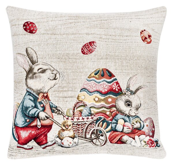 Veľkonočná gobelínová obliečka na vankúš Zajačik Chenille IT116 Farba Viacfarebná Rozmery 42x42 cm