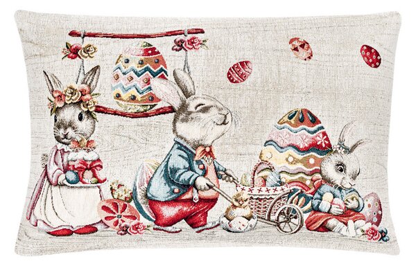 Veľkonočná gobelínová obliečka na vankúš Zajačik Chenille IT116 Farba Viacfarebná Rozmery 42x42 cm