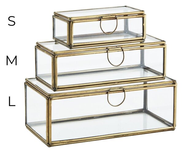 Sklenený box Clear/Antique Brass S