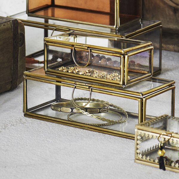 Sklenený box Clear/Antique Brass S
