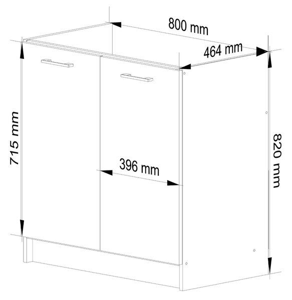 Ak furniture Kuchynská skrinka pod drez Olivia S 80 cm biela