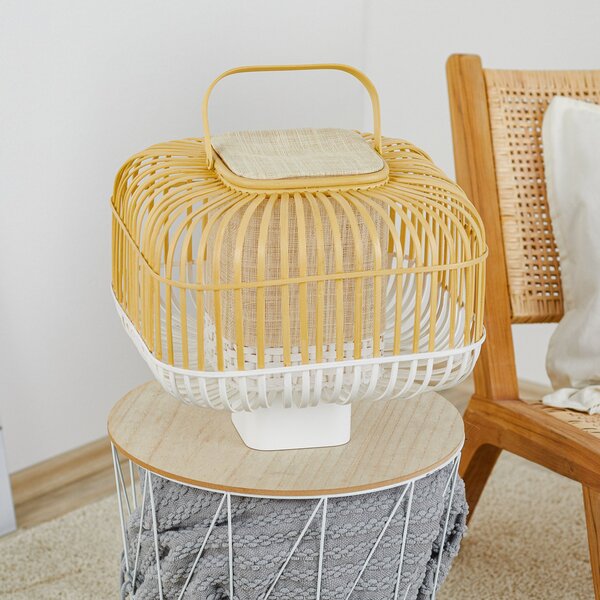 Stolové Lampa Forestier, Bamboo Square S, Biela, Obývacia izba, Bambus, Dizajnový