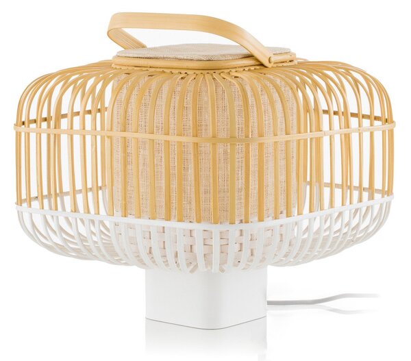 Stolové Lampa Forestier, Bamboo Square S, Biela, Obývacia izba, Bambus, Dizajnový