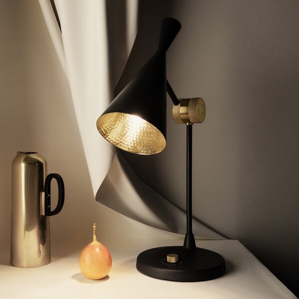 Stolové Lampa Tom Dixon, Beat Table, stmievateľné, Čierna, Obývacia izba, Kov, Dizajnový
