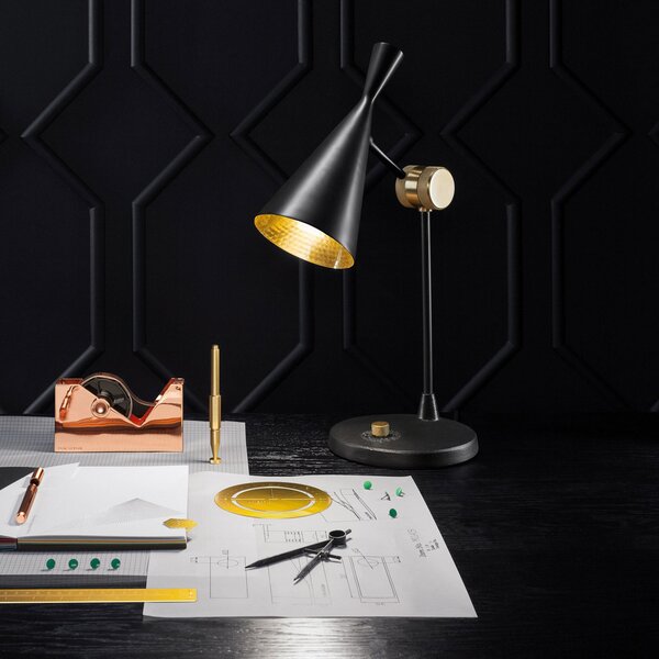 Stolové Lampa Tom Dixon, Beat Table, stmievateľné, Čierna, Obývacia izba, Kov, Dizajnový