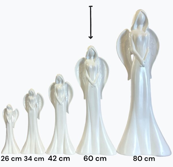 Anjel keramický biely veľký - 60cm