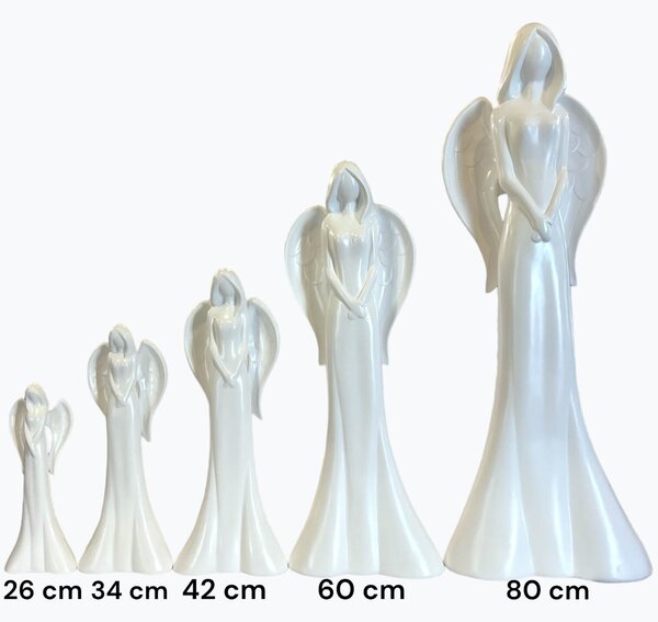 Anjel keramický biely veľký - 60cm