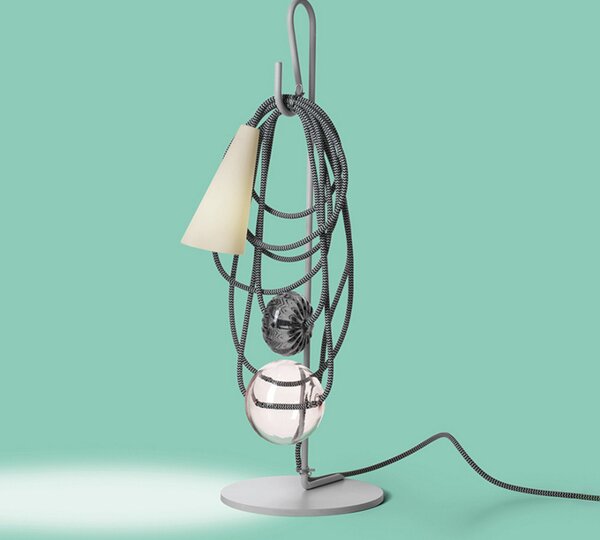 Stolové Lampa Foscarini, Filo, Sivá, Obývacia izba, Kov, Dizajnový