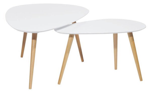 SADA PRÍRUČNÝCH STOLÍKOV, hnedá, biela, drevo, kompozitné drevo, 116-.75/66-43/45-39 cm Carryhome - Stolíky do obývačky