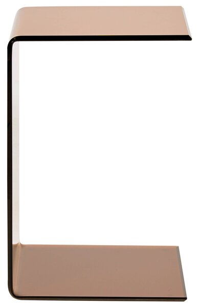 Odkladací stolík hnedý polopriehľadný bezpečnostné sklo 40 x 61 cm obdĺžnikový tvar konzolový moderný glamour štýl obývačka