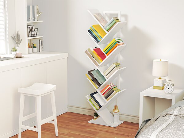 Stromová knižnica Vasagle Mergo 116 cm biela